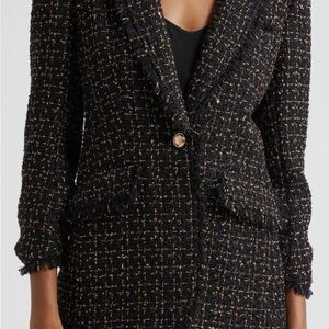 Cinq à Sept Black and Gold Textured Blazer